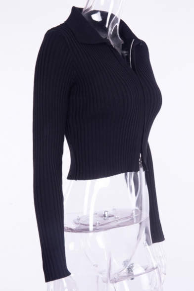 zip front cropped sweater