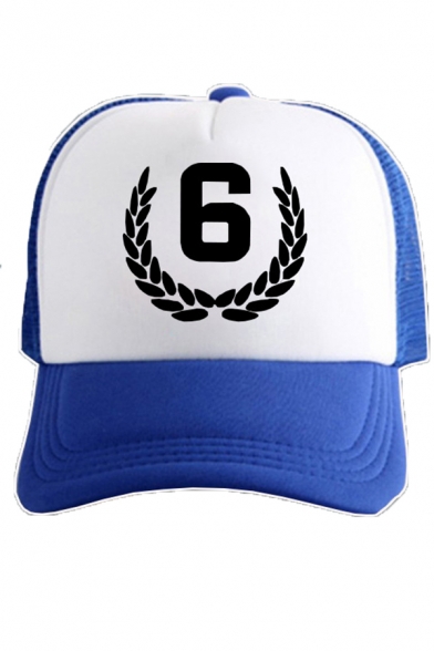 Unisex Popular Number 6 OUTBREAK Printed Colorblock Mesh Patchwork Casual Trucker Hat
