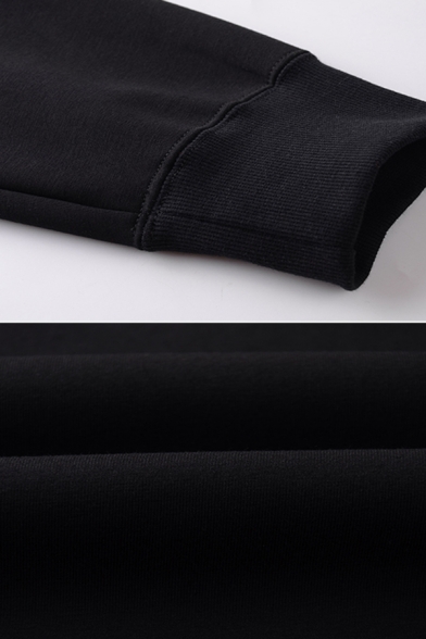 Mens Cool Cartoon Missile BOOM BITCH Printed Long Sleeve Black Pullover Graphic Sweatshirt