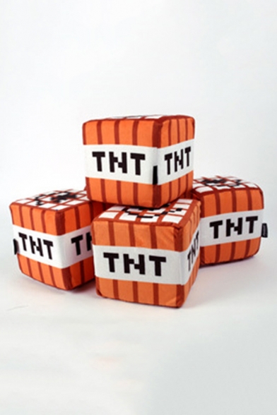 Popular TNT Letter Geometric Printed Cube Shaped Orange Bomb Pillow Cushion 40*40cm
