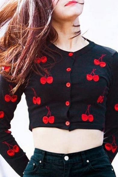 cherry cropped cardigan