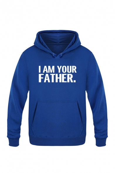 Fancy Letter I AM YOUR FATHER Printed Long Sleeve Kangaroo Pocket Leisure Drawstring Hoodie
