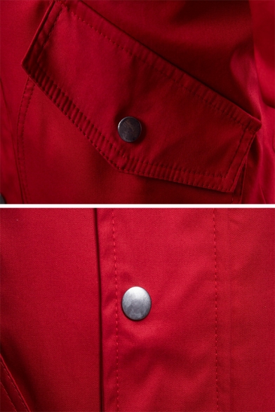 Mens Simple Plain Long Sleeve Concealed Zip Placket Casual Hooded Jacket Coat with Flap Pocket