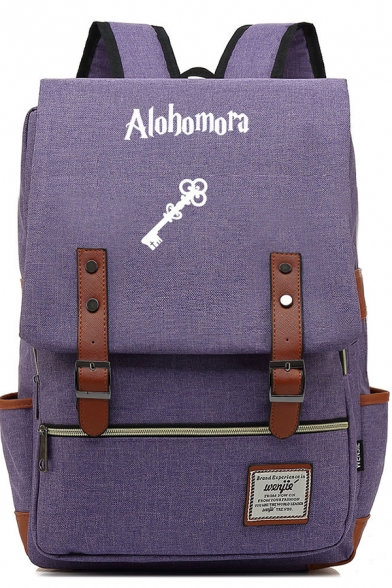 Unisex Fashionable Letter ALOHOMORA Printed Casual Backpack School Bag