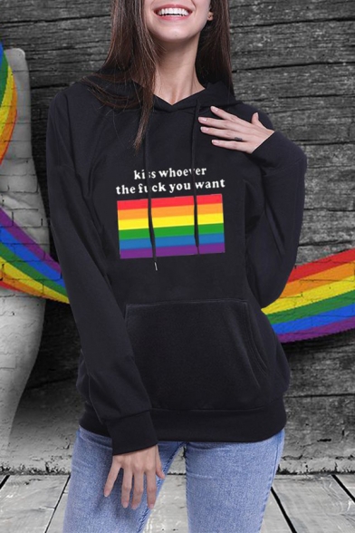 Classic Rainbow Flag Kiss Whoever The Fuck You Want Printed Long Sleeve 
