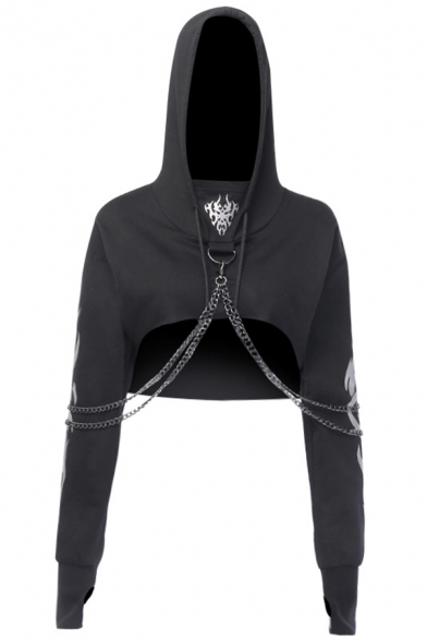 cropped hoodie with chains