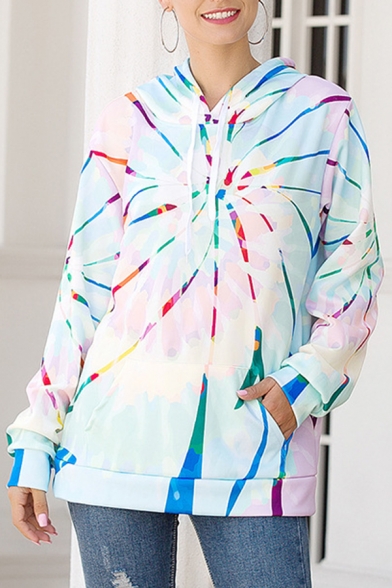 Unique Colorful Vortex Printed Long Sleeve Regular Casual Hoodie