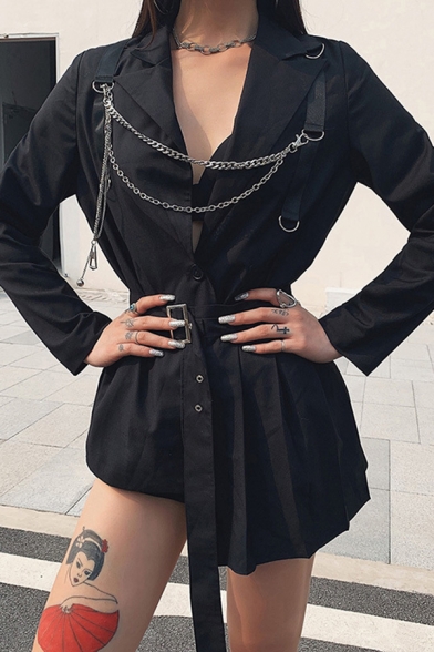 black long sleeve blazer dress