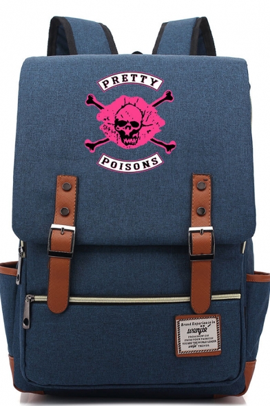 Cool Skull Pattern PRETTY POISONS Printed Unisex Casual Backpack School Bag