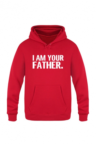 Fancy Letter I AM YOUR FATHER Printed Long Sleeve Kangaroo Pocket Leisure Drawstring Hoodie