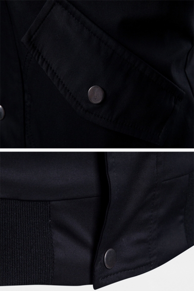Mens Simple Plain Long Sleeve Concealed Zip Placket Casual Hooded Jacket Coat with Flap Pocket