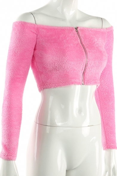 off the shoulder zipper sweater