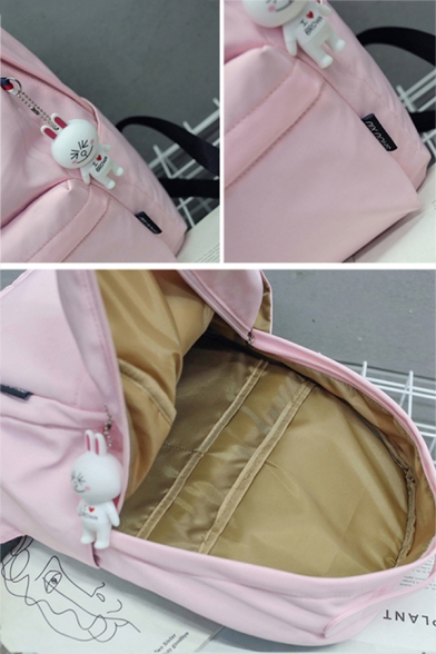 Cute Girl Printed Ribbon Zip Placket Unisex Backpack School Bag