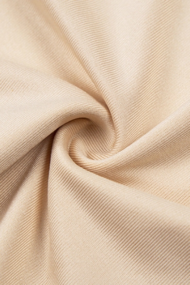 Elegant Female Blouson Sleeve Deep V-Neck Frilled Semi-Sheer Mesh Plain Fitted Bodysuit