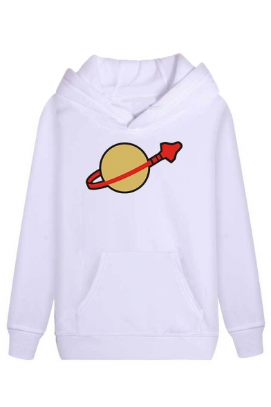 Classic Space Pattern Long Sleeve Pouch Pocket Drawstring Hoodie