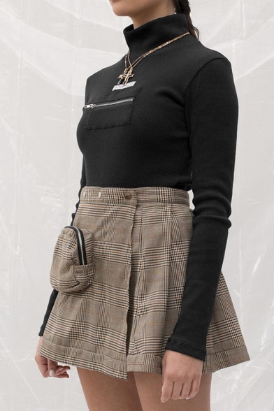 Girls' Cool Street Glove Sleeve High Neck Letter Printed Zip Detail High Cut Bodysuit