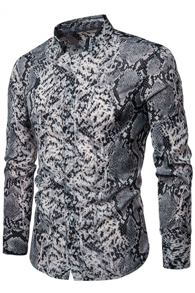 mens snakeskin button up shirt