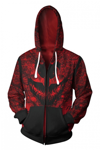 Cool 3D Red Pattern Cosplay Costume Long Sleeve Zip Up Hoodie