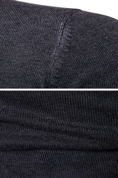 Mens New Trendy Oblique Frog Button Decoration Long Sleeve Plain Dark Gray Fitted Sweater