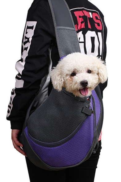 Portable Colorblocked Pet Knapsack Travel Tote Shoulder Bag Puppy Cross-Body Sling