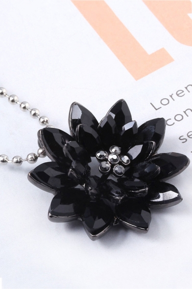 Womens Popular Black Dahlia Crystal Pendant Necklace for Gift
