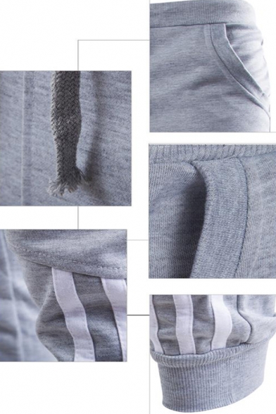 Classic Striped Panel Drawstring Waist Jogger Sweatpants Leisure Pants