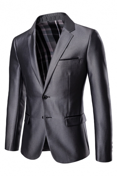 Mens Business Casual Double Button Blazer with Pants Black Metallic Two Piece Wedding Suit