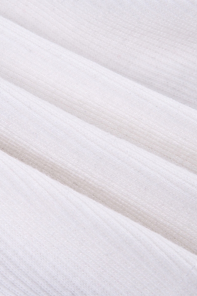 Women's Sport White Sleeveless Round Neck Letter BABE Print Drawstring Side Soft Crop Tank Top