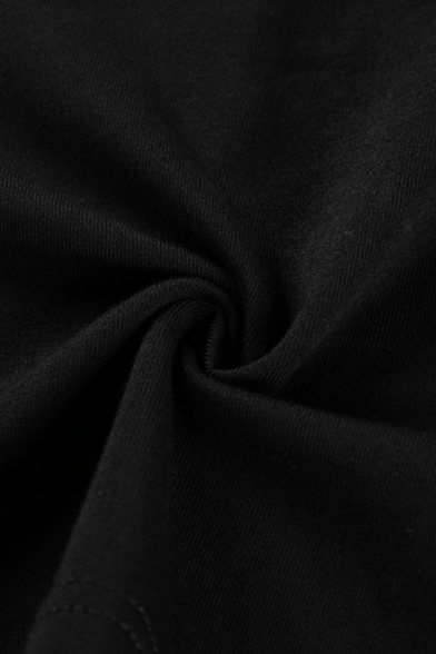 Cool Women's Black Long Sleeve Off The Shoulder Chain O-Ring Embellished Slim Fit Crop T-Shirt