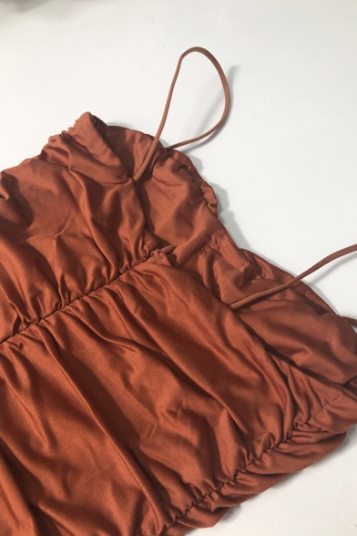 Ladies Stylish Plain Spaghetti Straps Zipper Back Maxi Fitted Bandage Dress