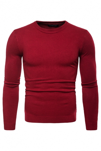 Mens Casual Plain Long Sleeve Slim Fit Outdoor Sports Sweatshirt Knitted Sweater