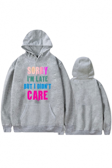 Unique Letter SORRY I'M LATE BUT I DIDN'T CARE Long Sleeve Unisex Oversized Hoodie