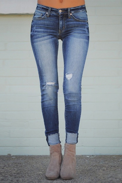 low waist ankle length jeans