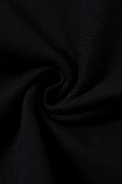 Womens Cool Chain Decoration Slit Detail Plain Black Mini Slip Dress for Party