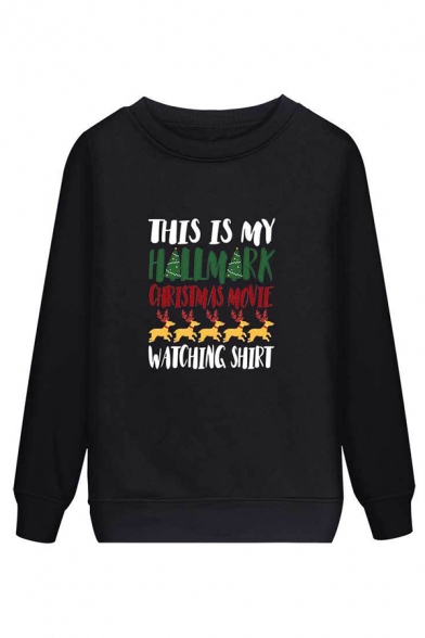 Popular Letter THIS IS MY HALLMARK CHRISTMAS MOVIE Printed Pullover Graphic Sweatshirt