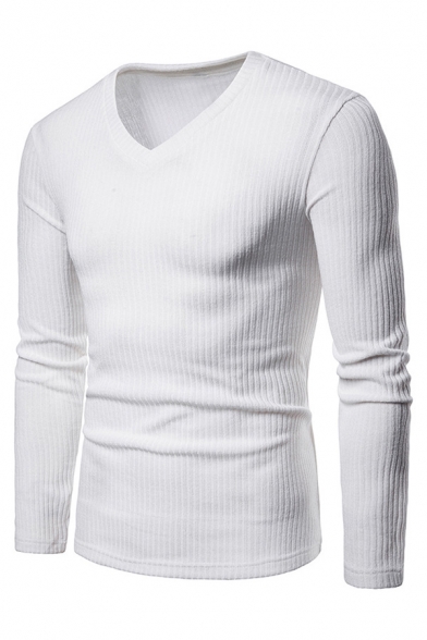 white long sleeve v neck