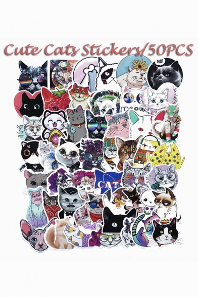 50-Piece Lovely Cartoon Animal Cat Computer Luggage Stickers