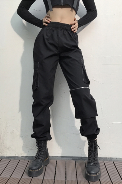 black cuffed cargo pants womens