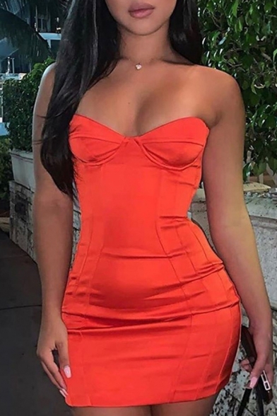 orange bandeau dress
