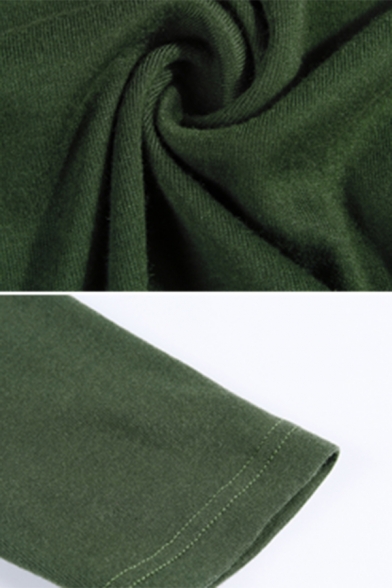 Womens Popular Solid Color Army Green Long Sleeve Asymmetric Hem Cool Clubwear Mini Dress