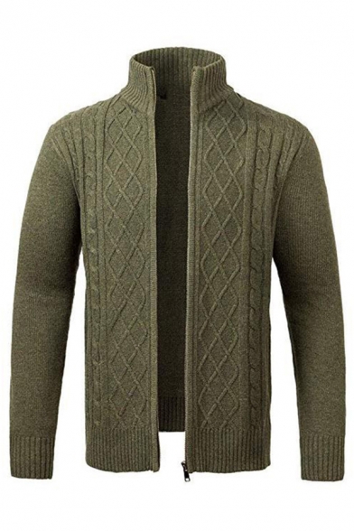 mens chunky knit zip up cardigan