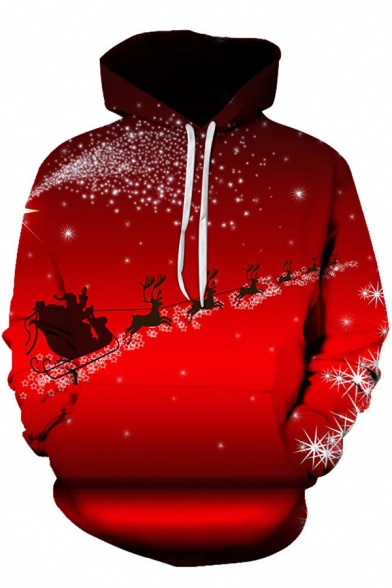 Unisex Popular Christmas Theme 3D Print Long Sleeve Leisure Drawstring Hoodie