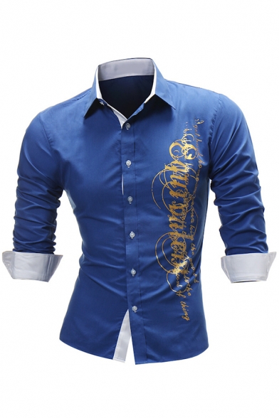 royal blue printed shirt