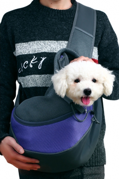 Portable Colorblocked Pet Knapsack Travel Tote Shoulder Bag Puppy Cross-Body Sling