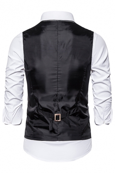 Mens Popular Chic Paisley Pattern V-Neck Single Breasted Slim Fitted Blazer Waistcoat