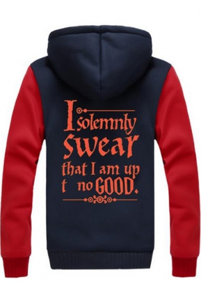 Cool Harry University Logo Chest Letter I SOLEMNLY SWEAR THAT I AM UP NO GOOD Print Zip Up Fit Hoodie