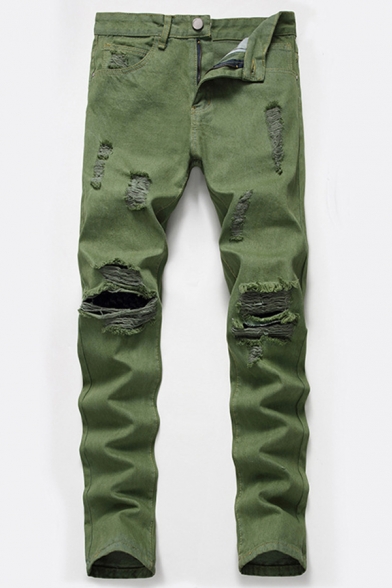 olive green jeans ripped