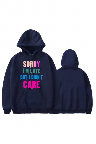 Unique Letter SORRY I'M LATE BUT I DIDN'T CARE Long Sleeve Unisex Oversized Hoodie