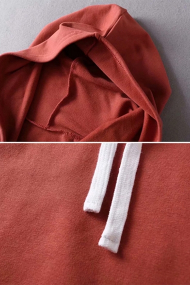 Womens Popular Simple Long Sleeve Oversized Red Varsity Striped Drawstring Hoodie