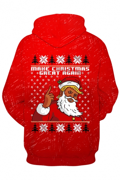 Unisex Christmas Series Letter OK BOOMER Santa Printed Long Sleeve 3D Drawstring Hoodie